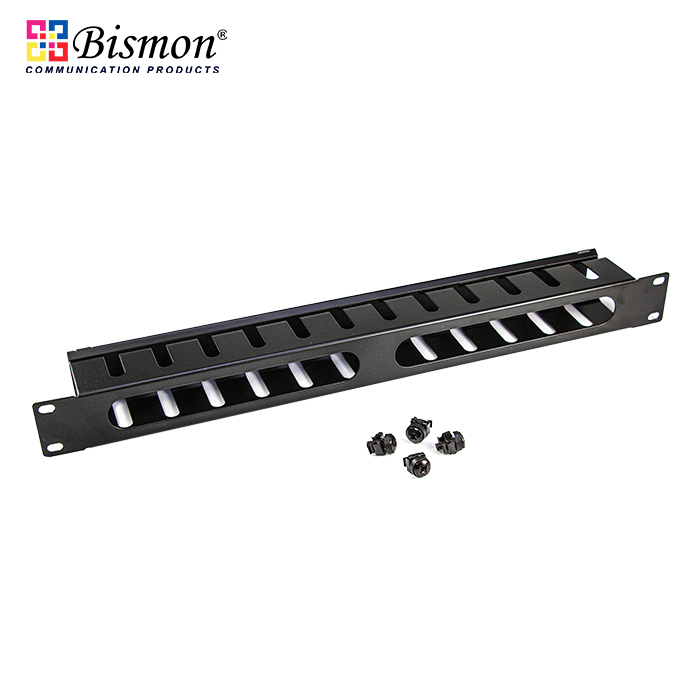 Cable Management Panel with Cover-Black color (แผงจัดสายหน้าตู้ rack)